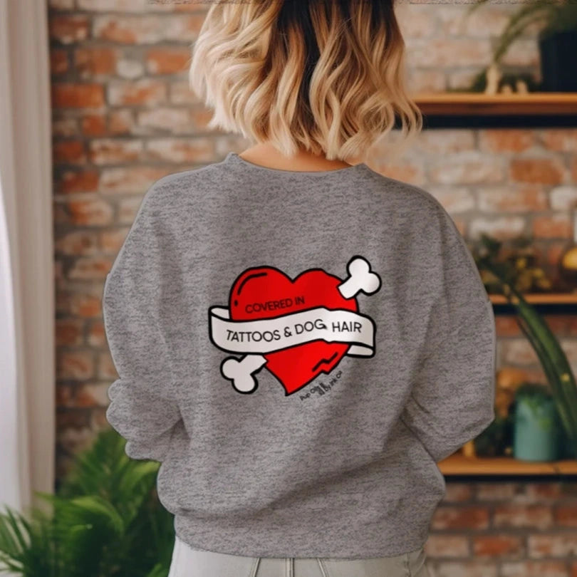 Covered in Tattoos & Dog Hair Crewneck Sweatshirt