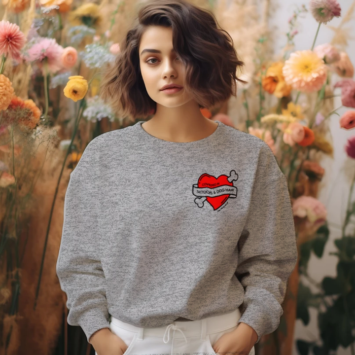 Covered in Tattoos & Dog Hair Crewneck Sweatshirt
